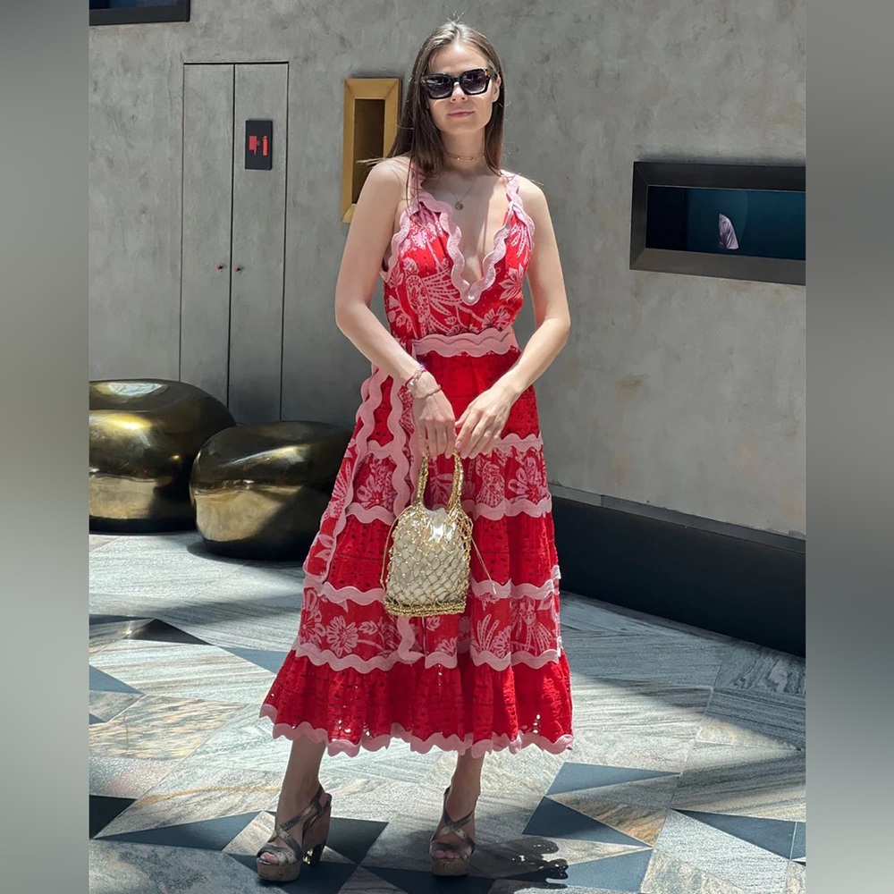 🥭FARM RIO Flowerful Birds Floral Maxi Sundress